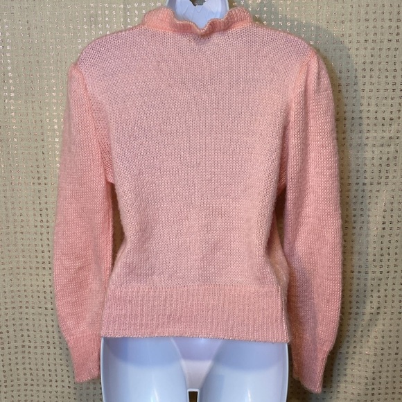 VINTAGE David Brett Pink Knit Sweater with Ruffle Neckline - Picture 5 of 6